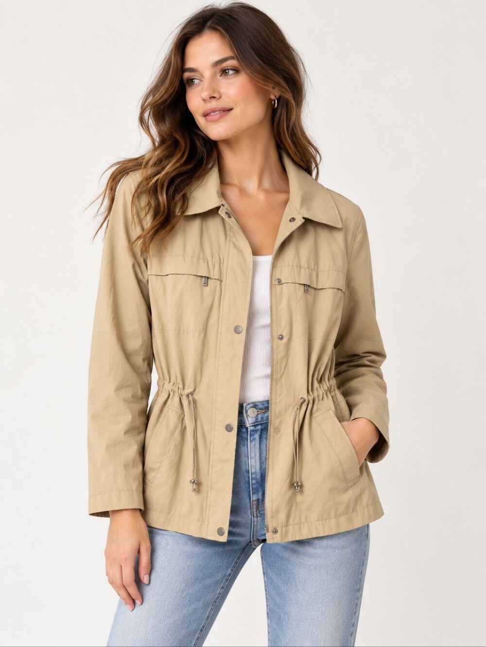 Gallery Light Tan Utility Anorak Jacket